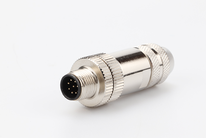 M12金屬屏蔽針型插頭,防水IP67