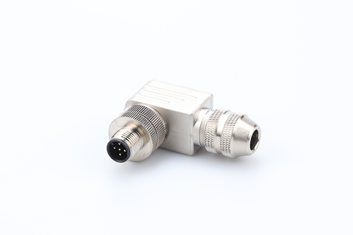 M12組裝彎頭式金屬屏蔽公航空插頭